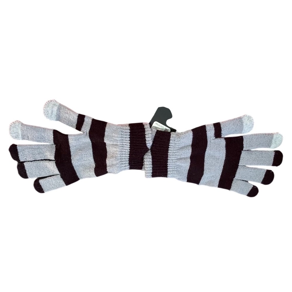 NFL Las Vegas Raiders Knit Texting Gloves Black Grey Striped Touchscreen NWT - Picture 3 of 3